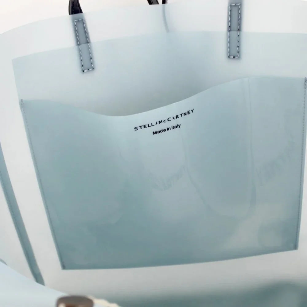 NWT Stella McCartney Blue Clear Logo PVC Tote, Blue